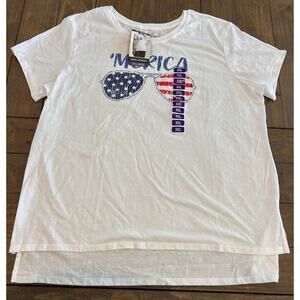 STATE OF MINE Women's Sz XXL 'MERICA T-SHIRT America T Shirt Short Sleeve